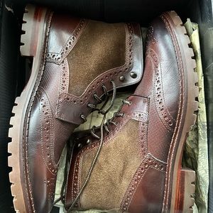 JOHNSTON & MURPHY Greer Wingtip Boots brown SHEEPSKIN sz9